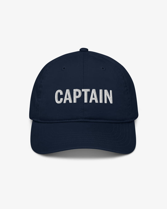 Captain embroidered wordmark cap, pacific blue, front view