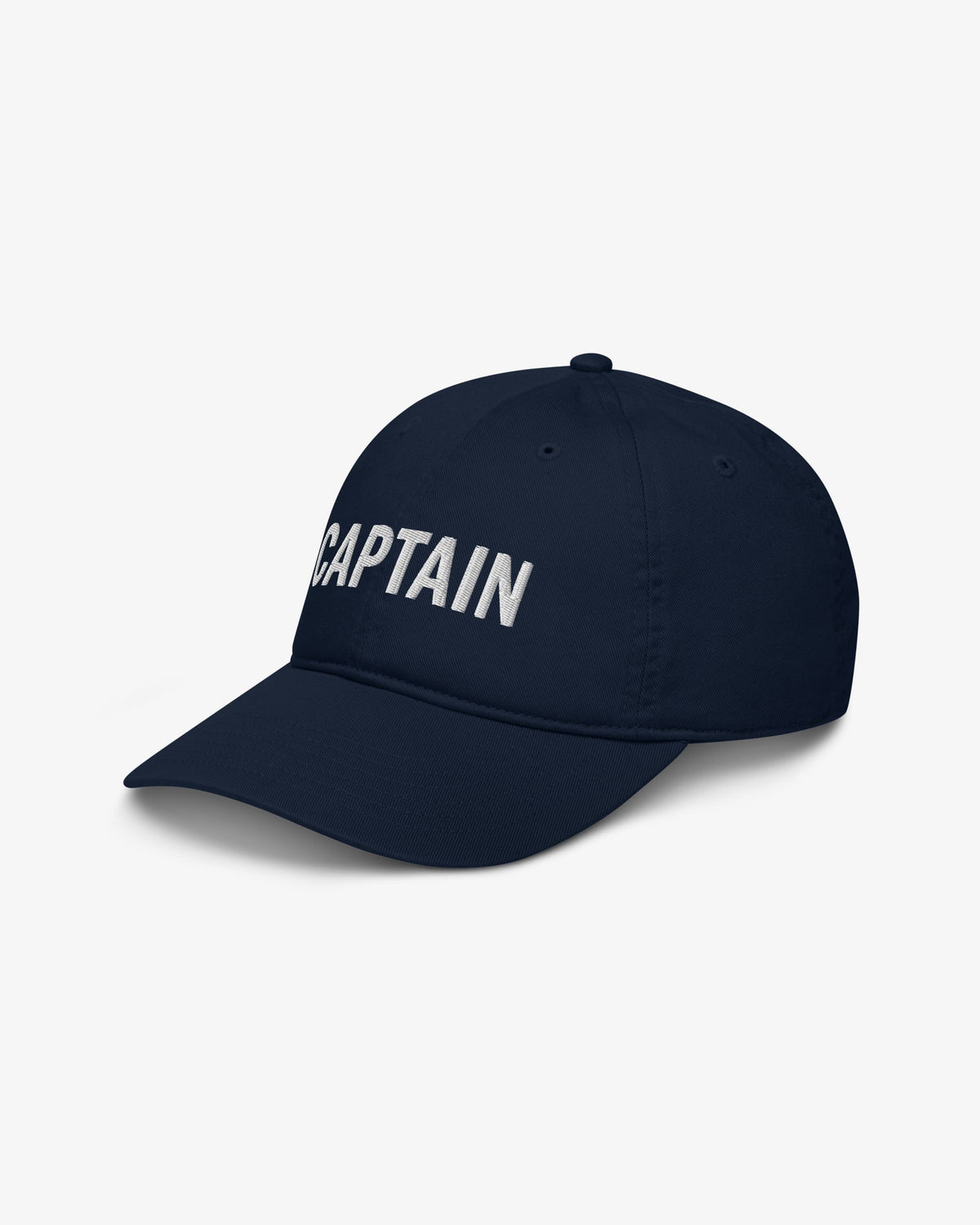 Captain cap interior, flipped open to show the adjustable strap and care label