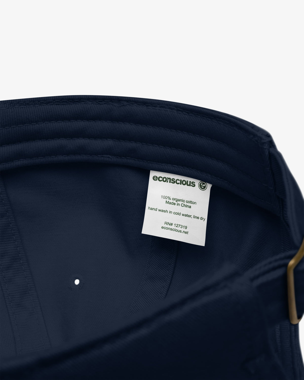 econscious organic cotton care label inside Captain cap