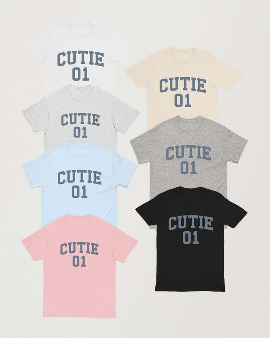 Cutie 01 t-shirts in ash, white, light blue, light pink, natural, sport grey and black