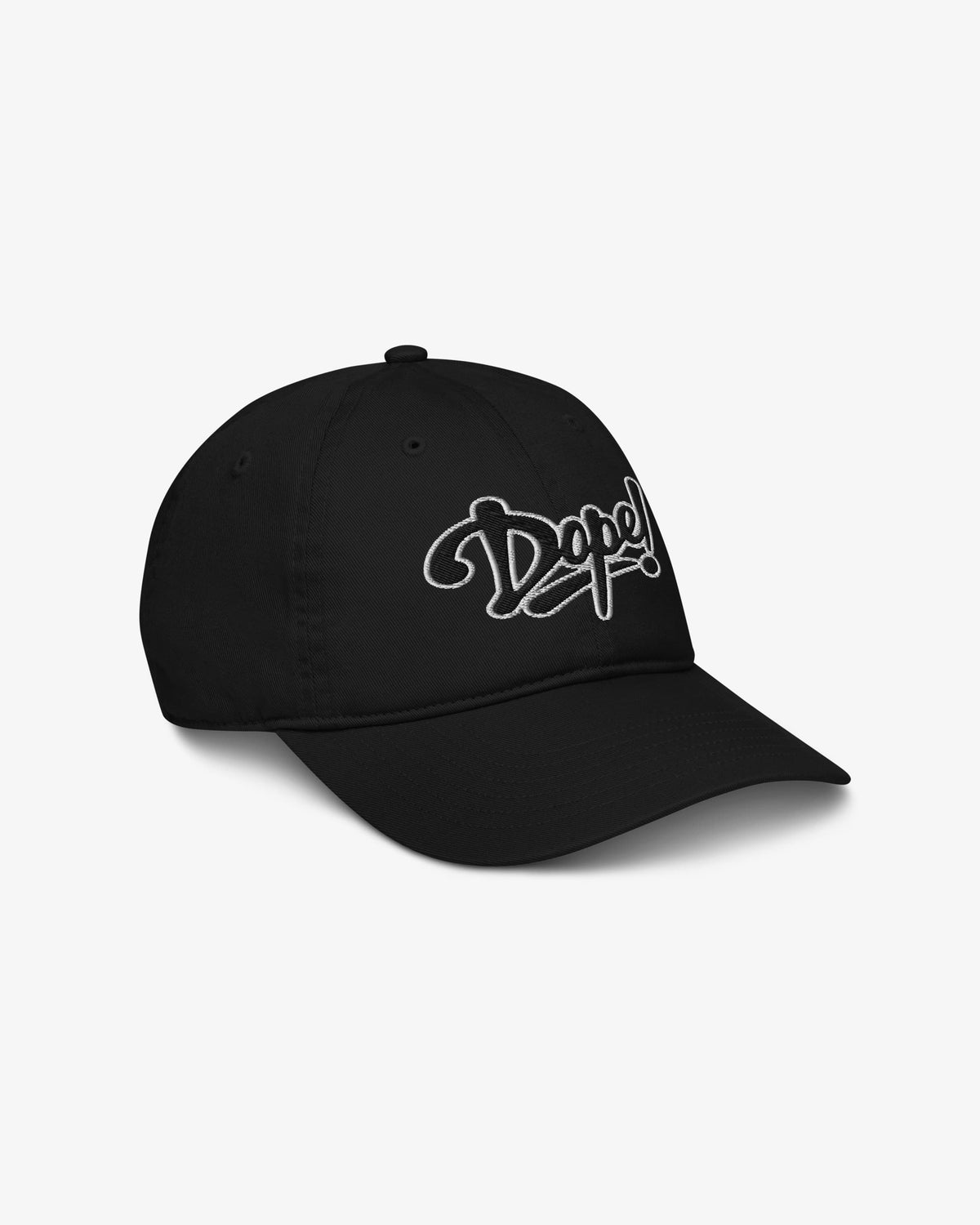 Black Dope cap, right side view