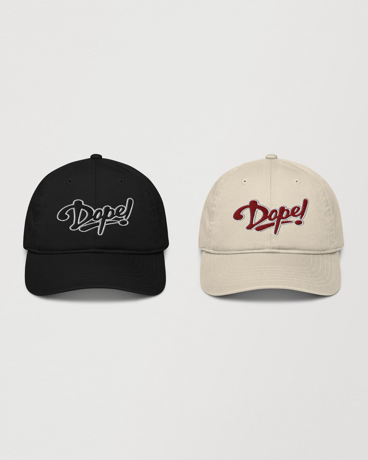 Dope embroidered organic cotton baseball cap in black and oyster – Wearrs