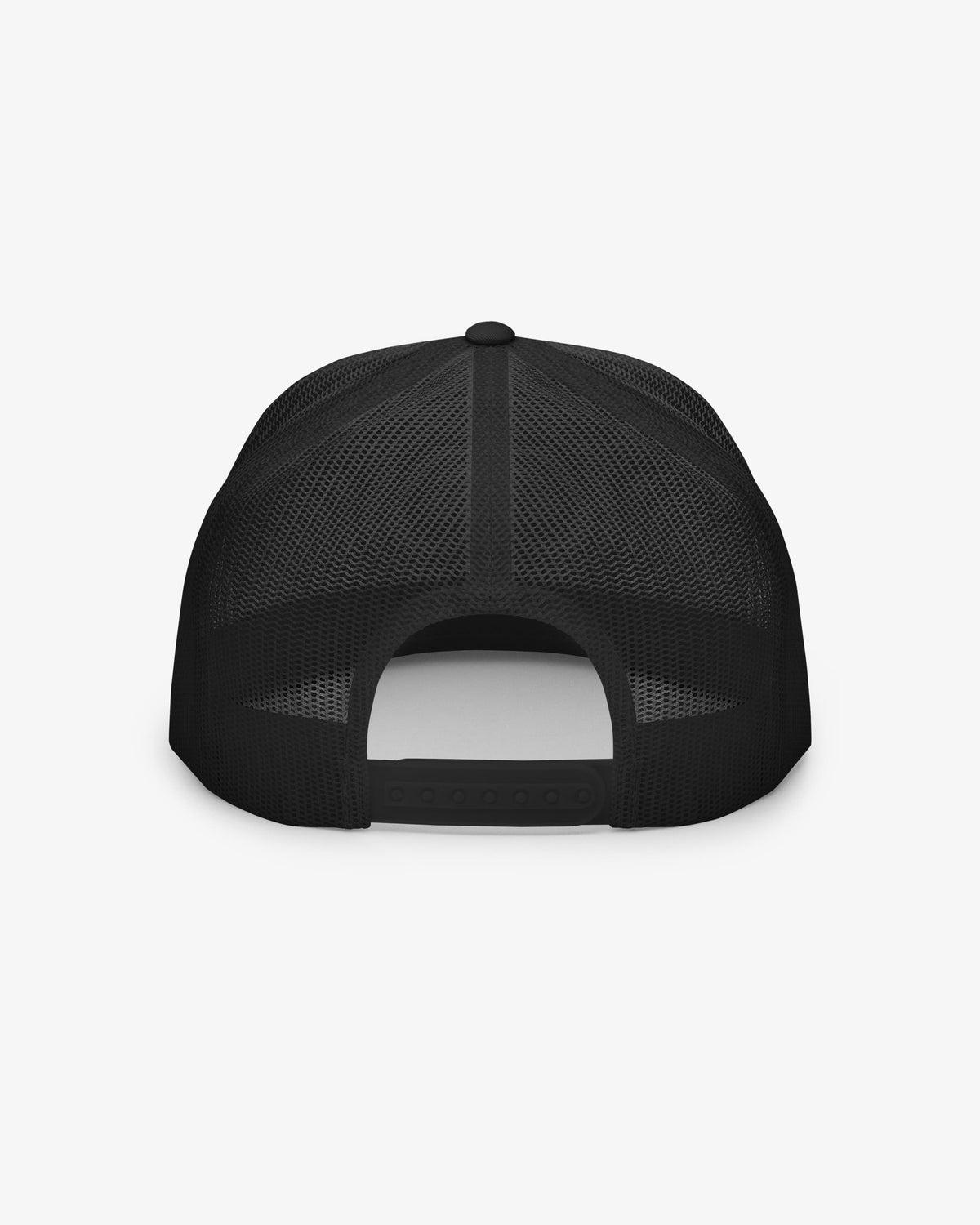 Essential trucker hat, back three-quarter angle view