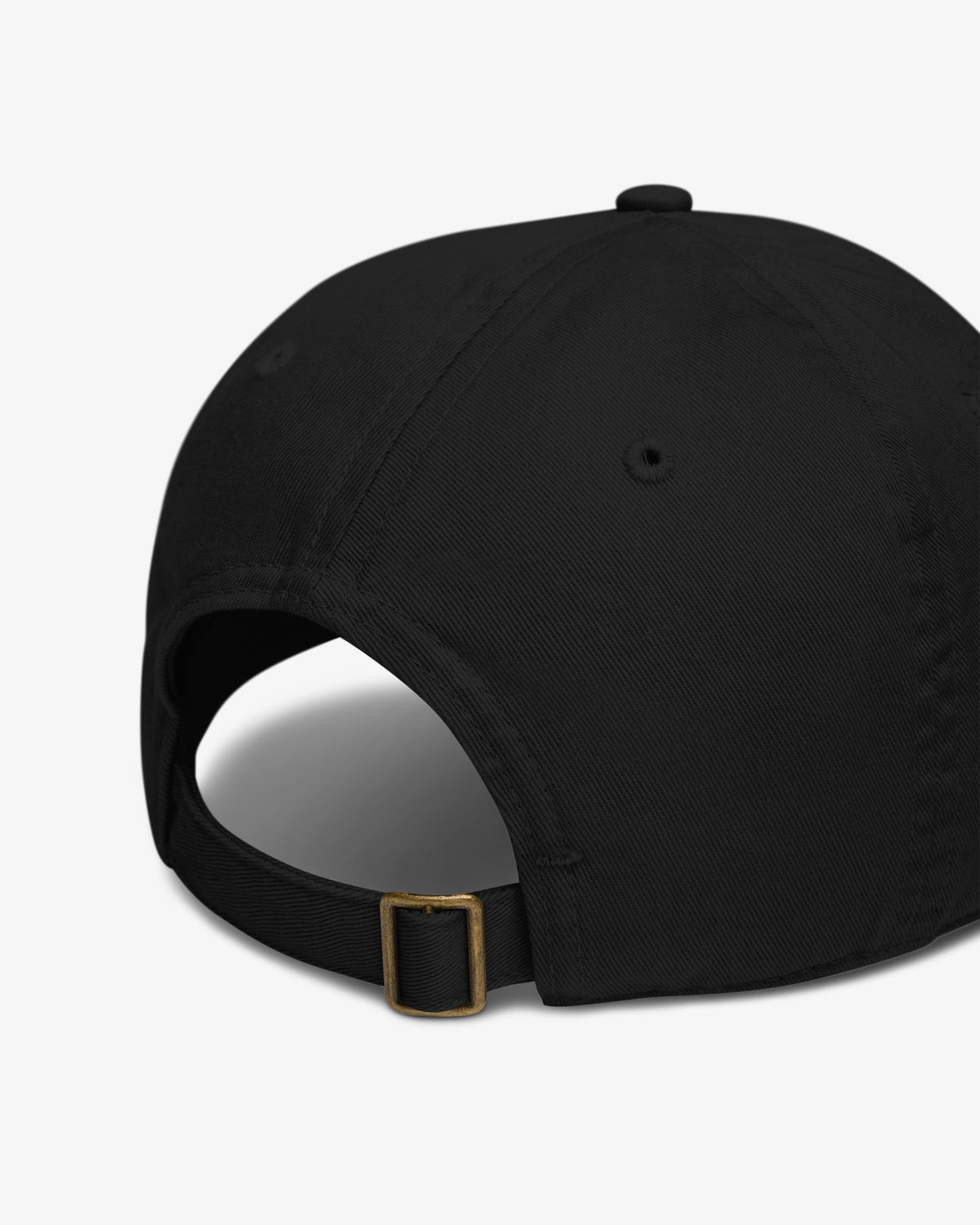 Brass slider strap closure detail on F*ck Luck cap