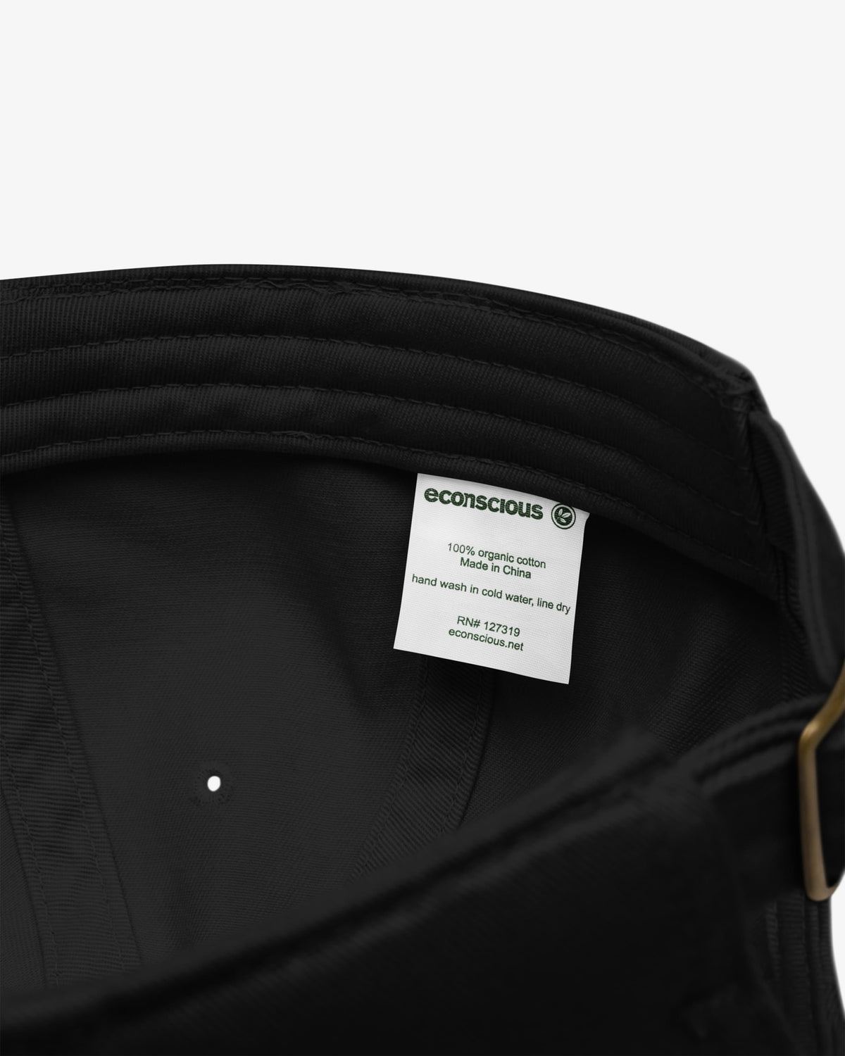 econscious organic cotton care label inside Hell Yeah cap