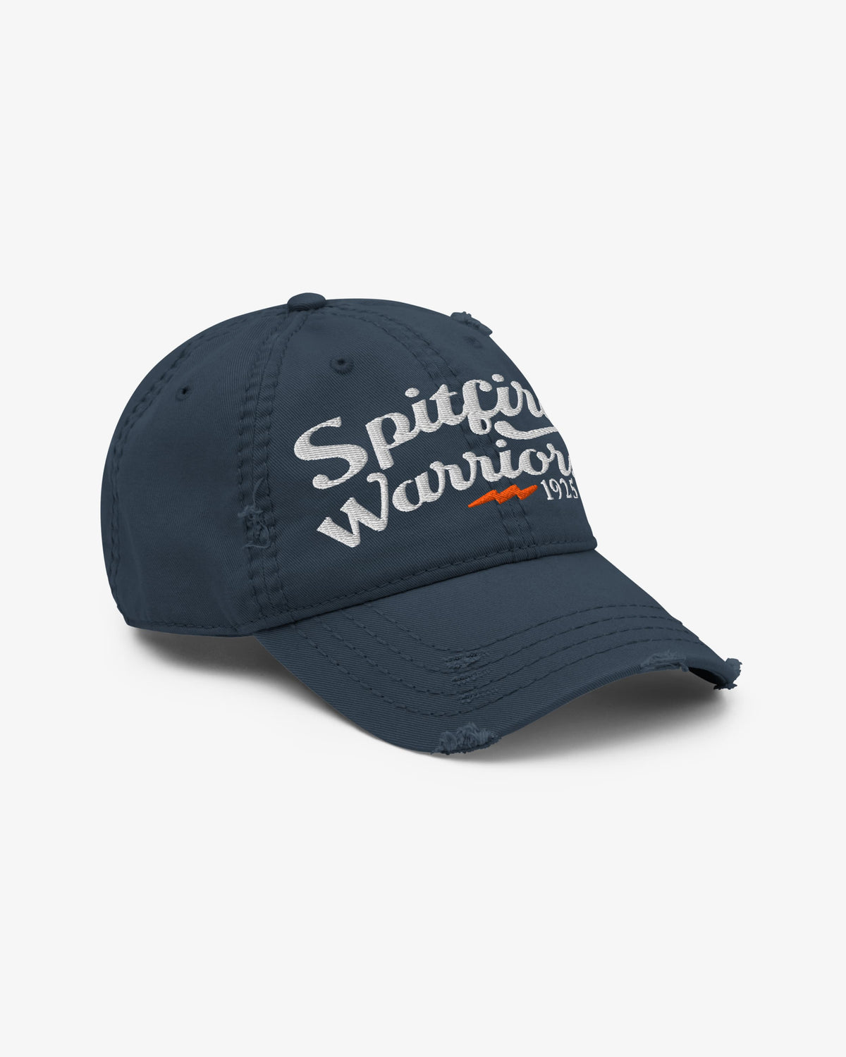 Navy Spitfire Warriors dad hat, front three-quarter view