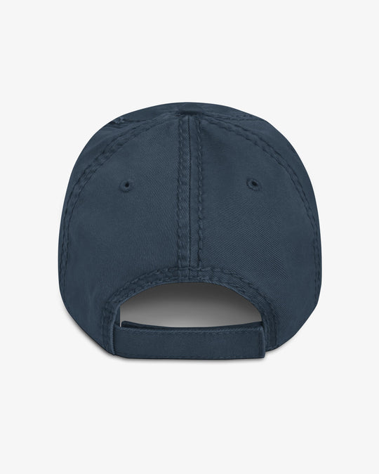 Navy Spitfire Warriors dad hat, back view showing adjustable strap