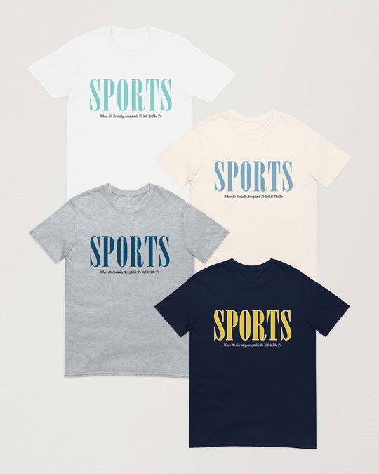 Sports t-shirts in white, natural, sport grey and navy