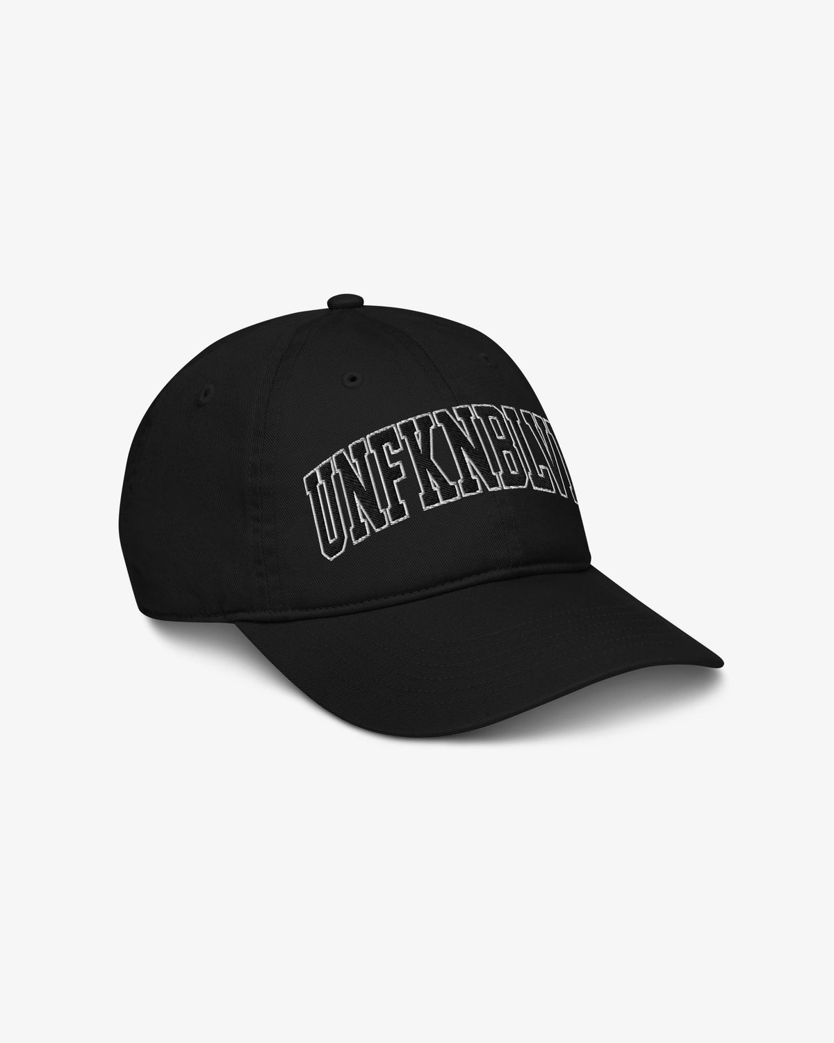 Unfknblvbl black cap, right side view