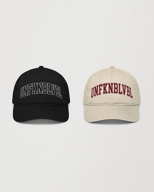 Unfknblvbl embroidered baseball cap in black and oyster