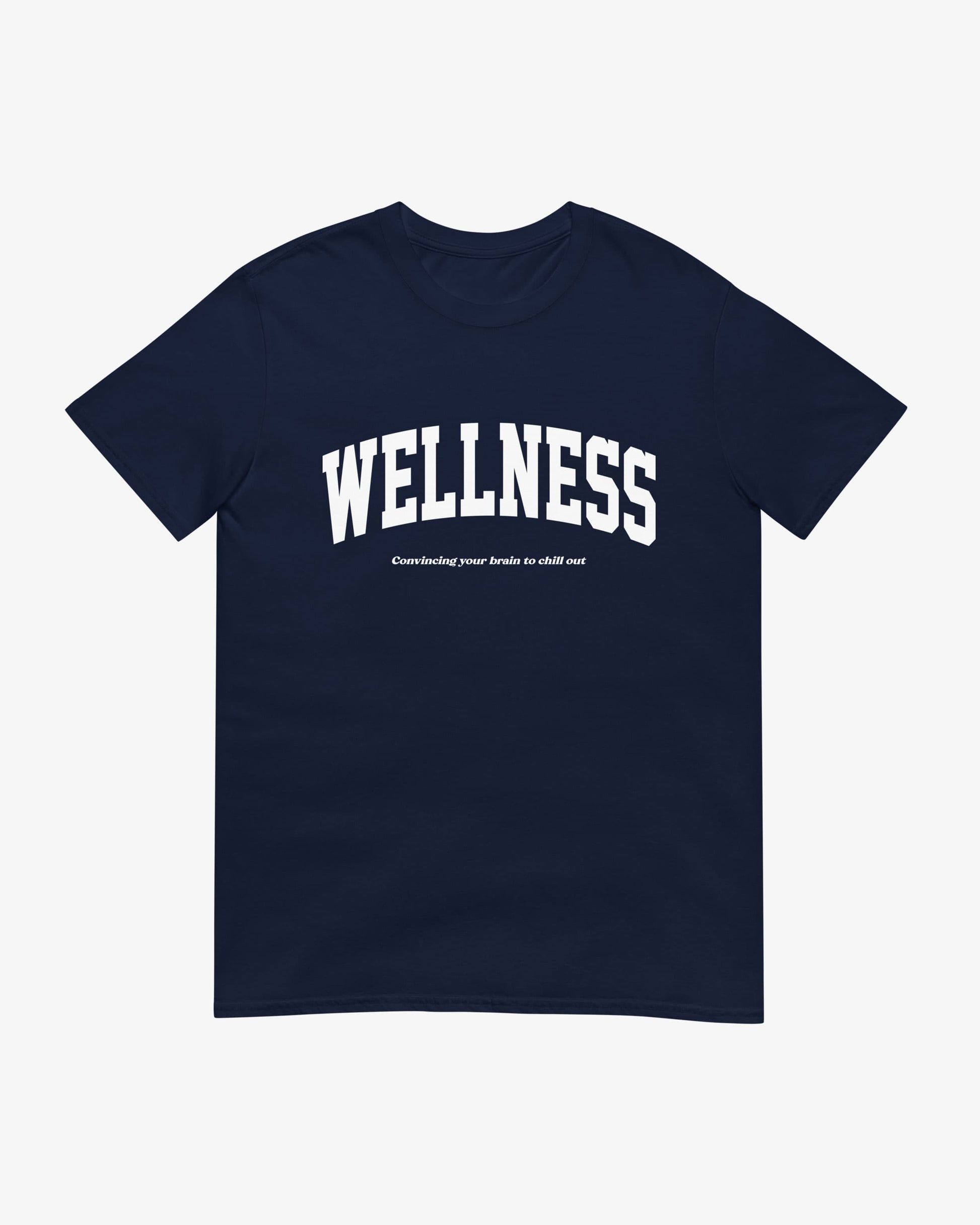 Wellness graphic t-shirt in navy – ironic wellness statement tee for casual mental reset – by Wearrs