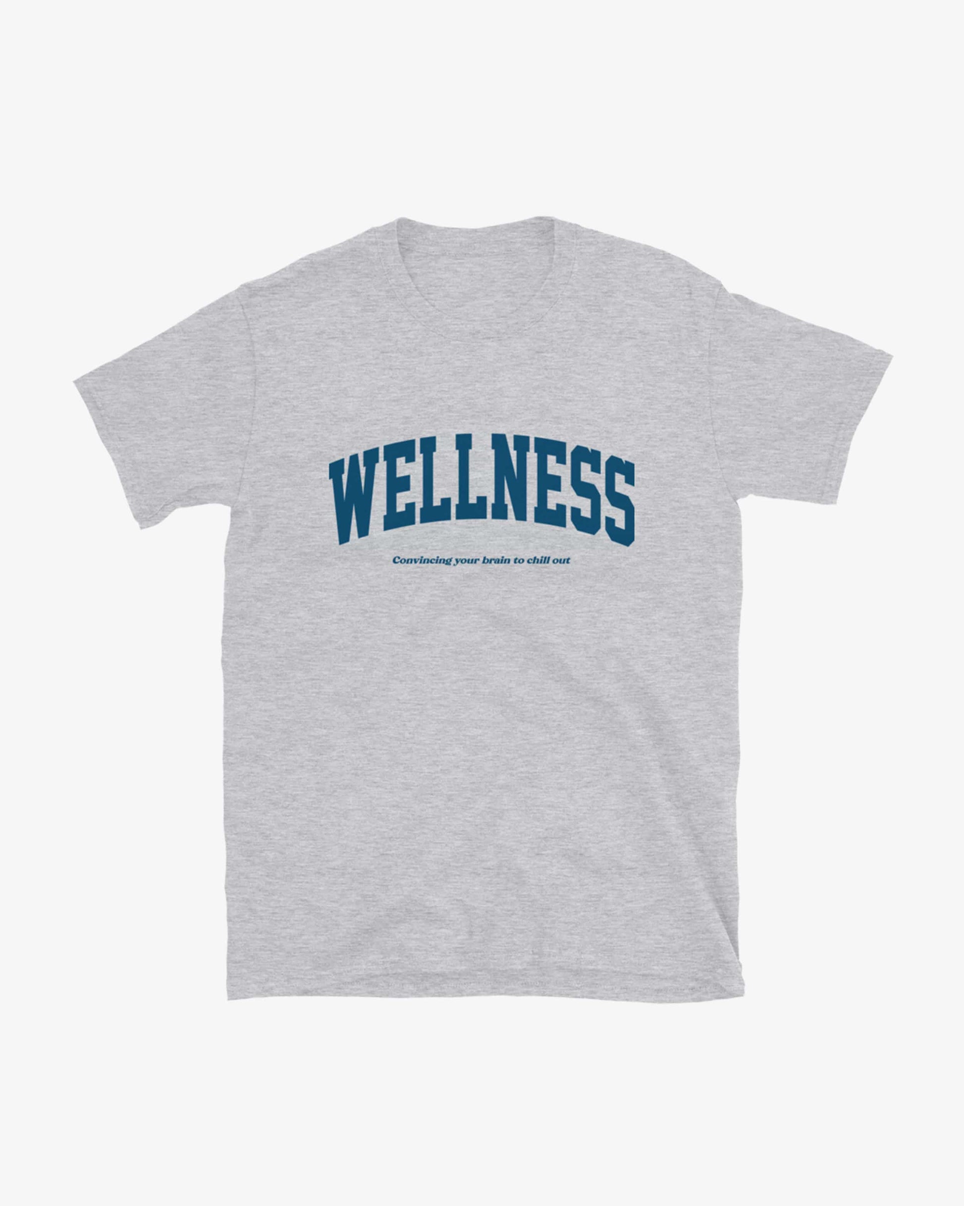 Wellness graphic t-shirt in sport grey – relaxed self-care parody graphic on cotton blend – by Wearrs
